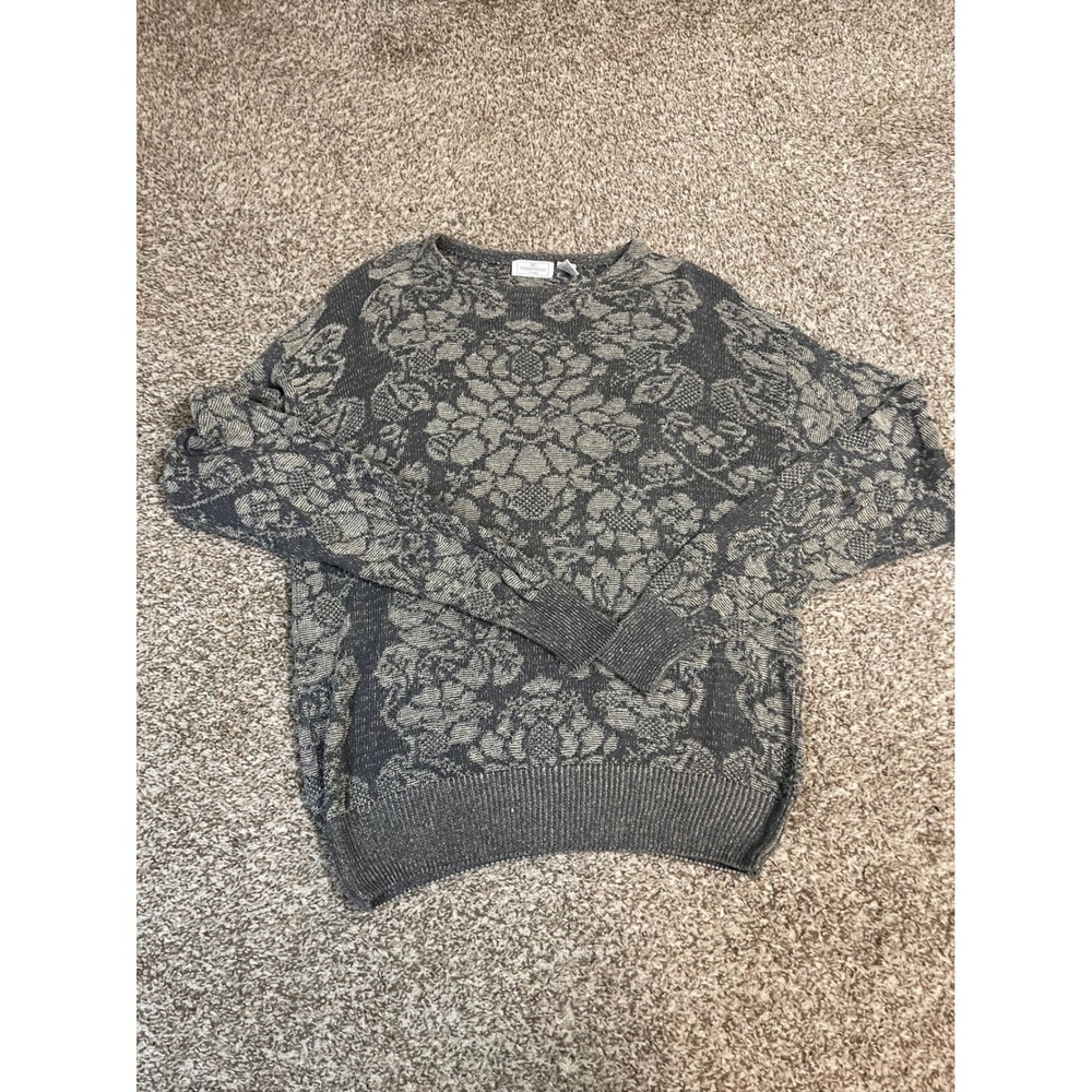 Valentino Uomo Men's Gray Floral Crewneck Sweater size Medium